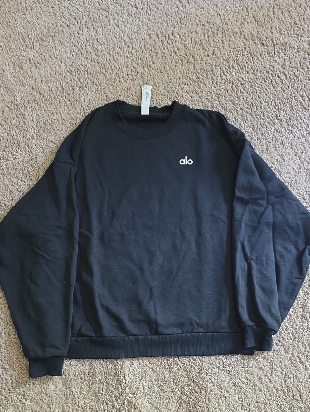 Alo Black Logo Crewneck Sweatshirt & Sweatpants Straight Leg Set Size Medium - Picture 5 of 8